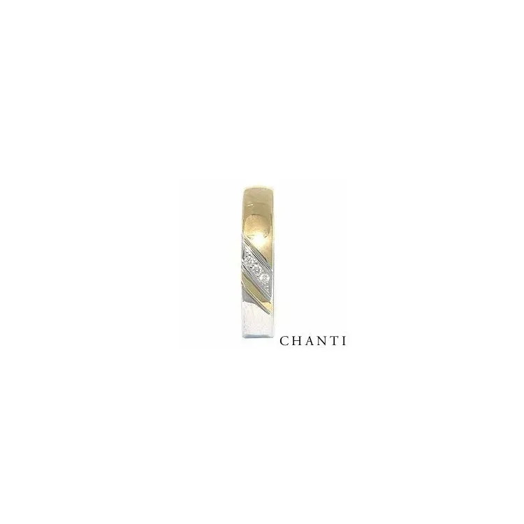 Trauring aus 14 Karat Gold- und Weißgold 3 x 0,008 ct