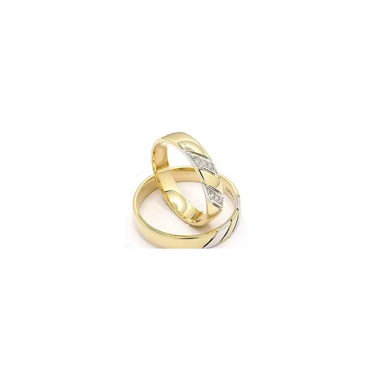 zweifarbig trauringe aus 14 Karat Gold- und Weißgold 6 x 0,008 ct - set