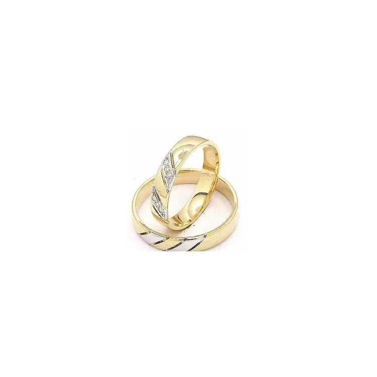 zweifarbig trauringe aus 14 Karat Gold- und Weißgold 6 x 0,008 ct - set