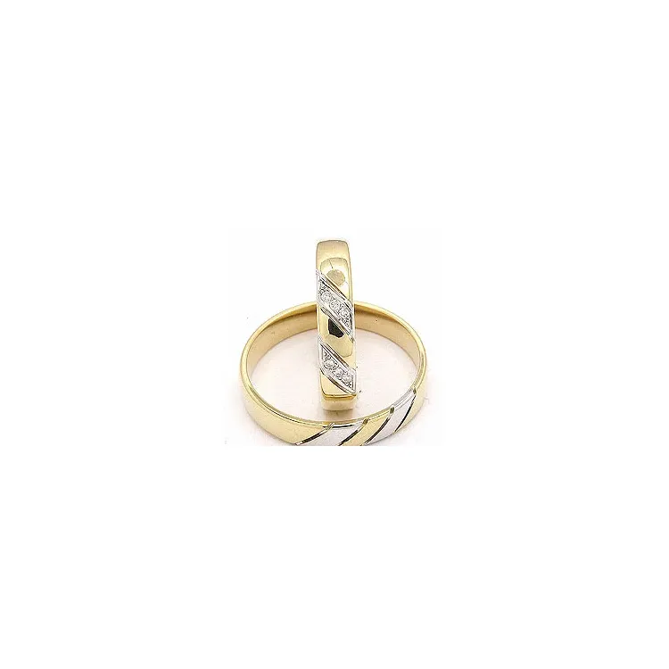 zweifarbig trauringe aus 14 Karat Gold- und Weißgold 6 x 0,008 ct - set
