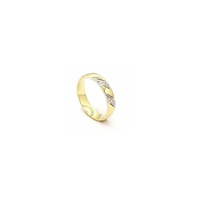 Zweifarbig Brillant Trauring aus 14 Karat Gold- und Weißgold 6 x 0,008 ct