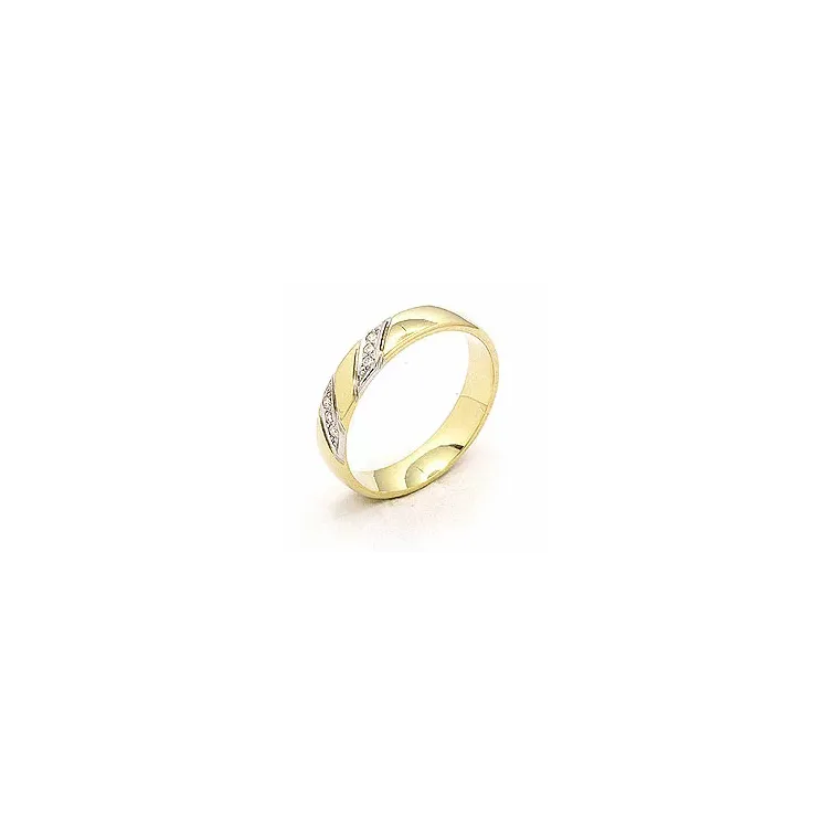Zweifarbig Brillant Trauring aus 14 Karat Gold- und Weißgold 6 x 0,008 ct