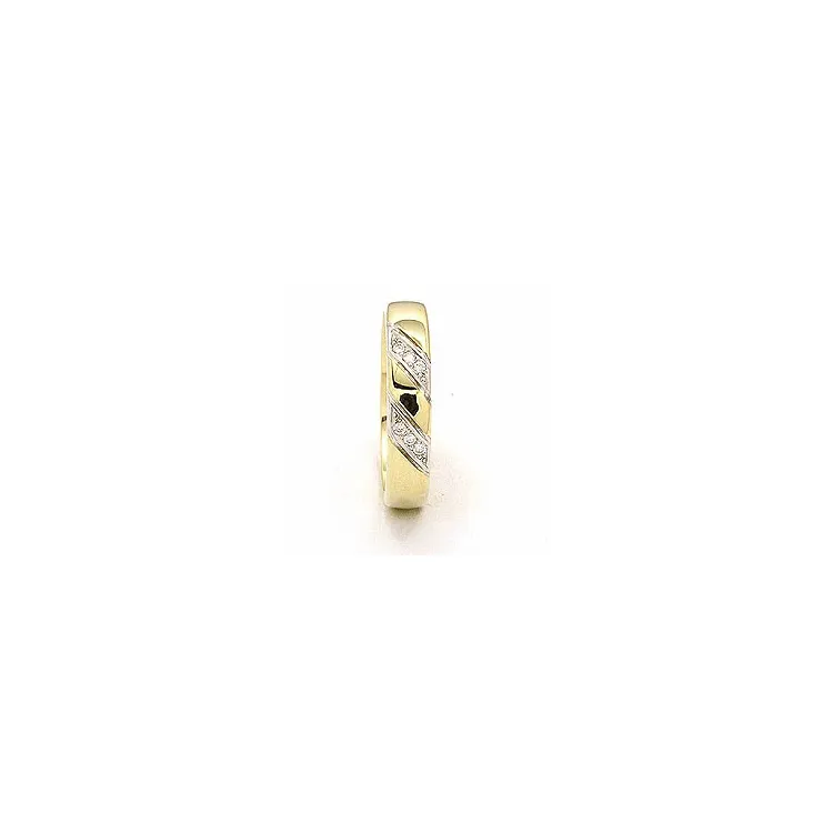 Zweifarbig Brillant Trauring aus 14 Karat Gold- und Weißgold 6 x 0,008 ct