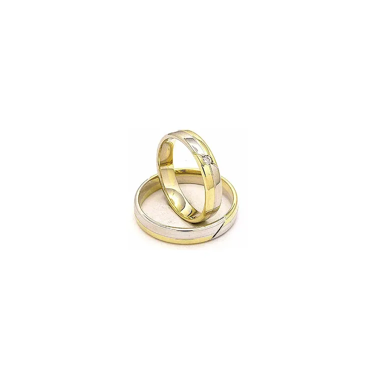 Trauringe aus 14 Karat Gold- und Weißgold 0,025 ct - set