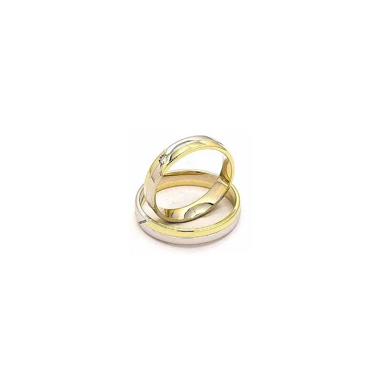 Trauringe aus 14 Karat Gold- und Weißgold 0,025 ct - set