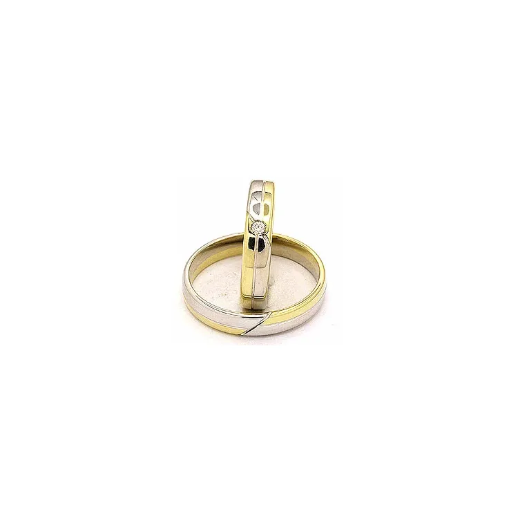 Trauringe aus 14 Karat Gold- und Weißgold 0,025 ct - set