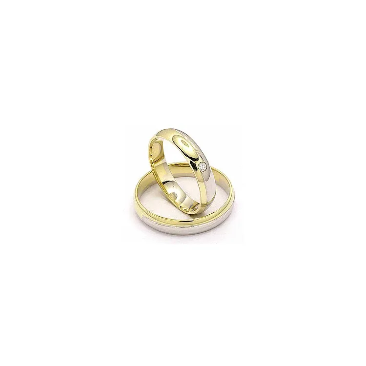 Trauringe aus 14 Karat Gold- und Weißgold 1 x 0,025 ct - set