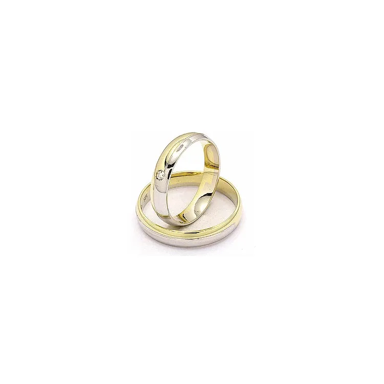Trauringe aus 14 Karat Gold- und Weißgold 1 x 0,025 ct - set