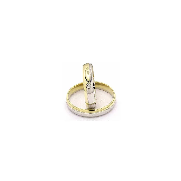 Trauringe aus 14 Karat Gold- und Weißgold 1 x 0,025 ct - set