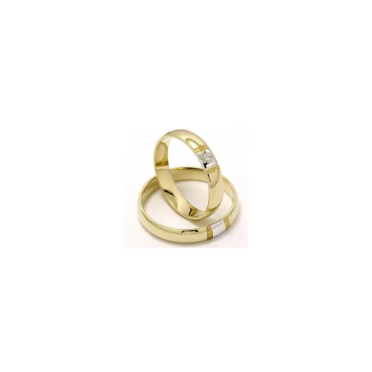 Trauringe aus 14 Karat Gold- und Weißgold 1 x 0,025 ct - set