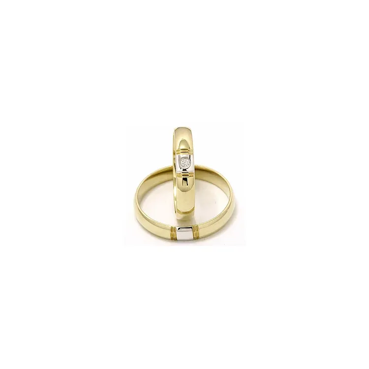Trauringe aus 14 Karat Gold- und Weißgold 1 x 0,025 ct - set