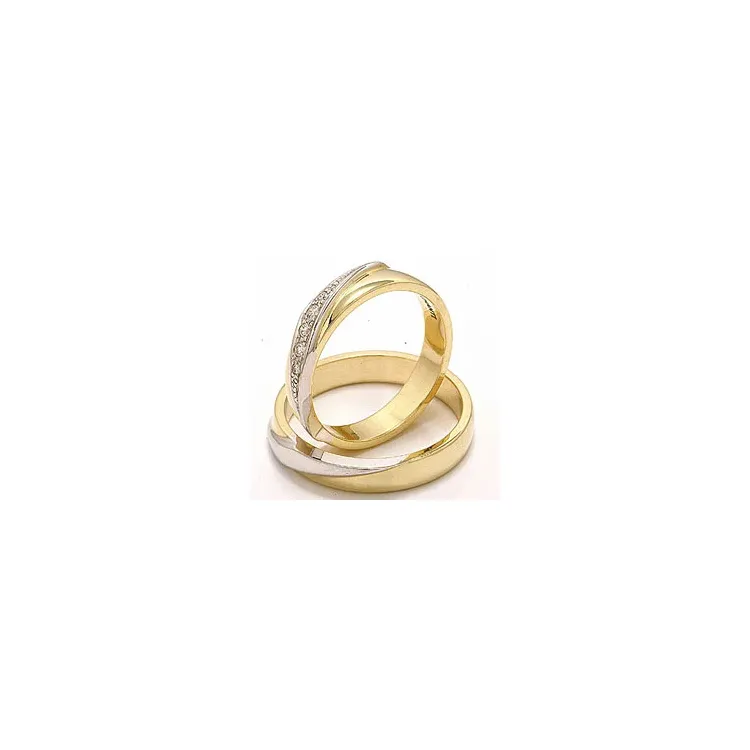 zweifarbig trauringe aus 14 Karat Gold- und Weißgold 0,08 ct - set