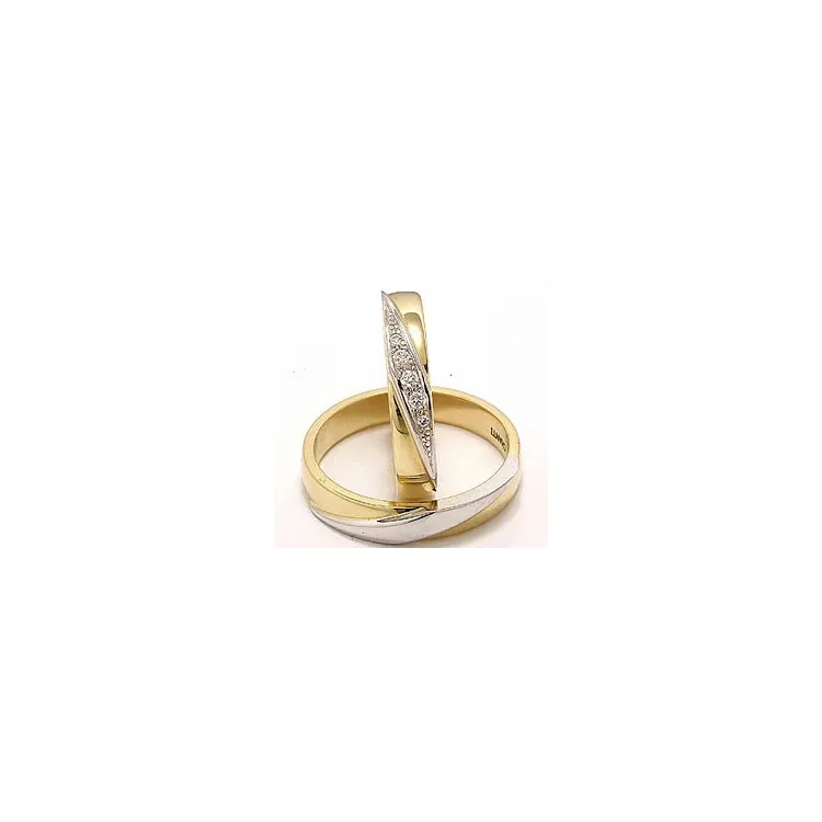 zweifarbig trauringe aus 14 Karat Gold- und Weißgold 0,08 ct - set