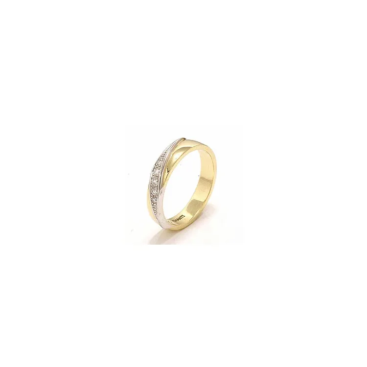 zweifarbig Trauring aus 14 Karat Gold- und Weißgold 0,08 ct