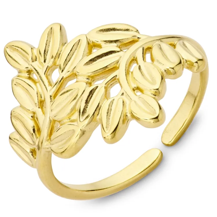 Wasserfest Blatt Ring aus vergoldetem Edelstahl - OCEANA