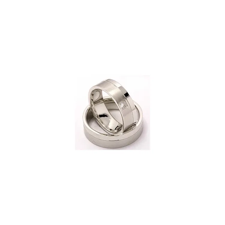 Matter und polierter trauringe aus 14 Karat Weißgold 0,05 ct - set