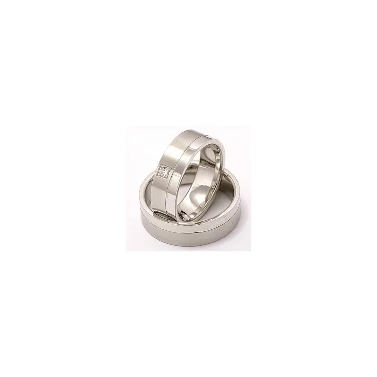 Matter und polierter trauringe aus 14 Karat Weißgold 0,05 ct - set