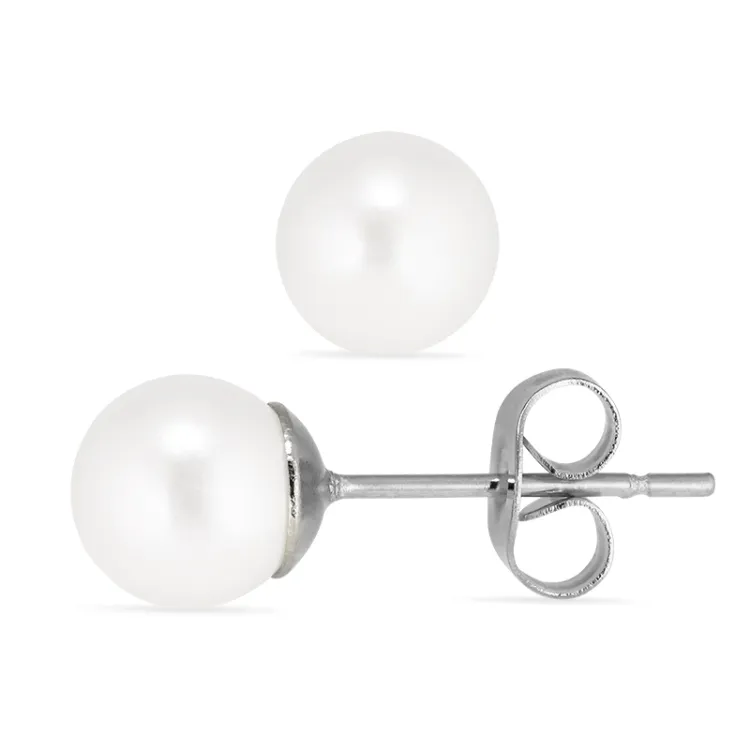 7 mm Wasserfester weißem Perle Ohrstecker in Stahl - OCEANA