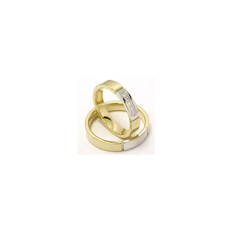 Trauringe aus 14 Karat Gold- und Weißgold 0,015 ct - set