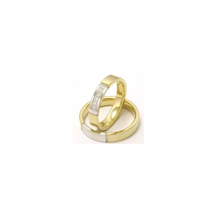 Trauringe aus 14 Karat Gold- und Weißgold 0,015 ct - set