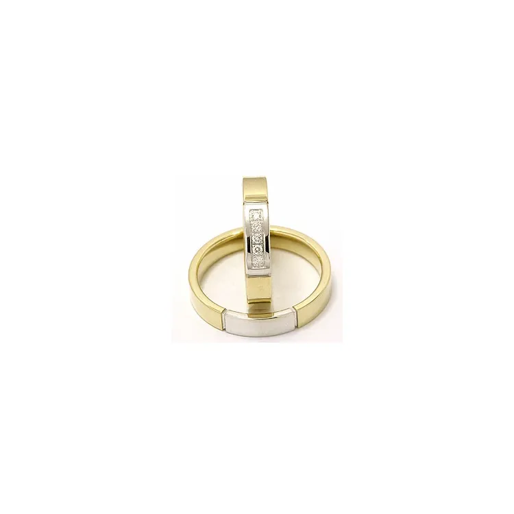 Trauringe aus 14 Karat Gold- und Weißgold 0,015 ct - set