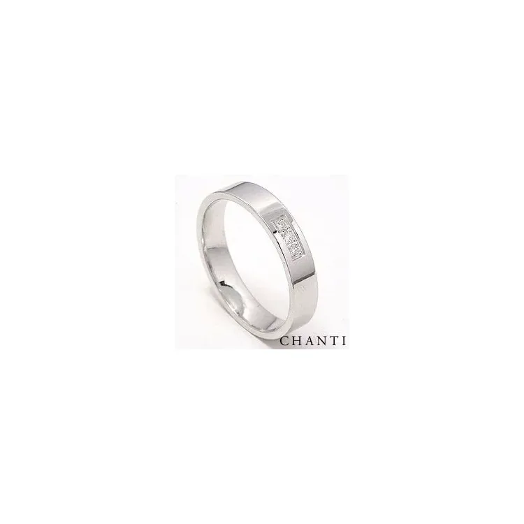 polierter Brillant Trauring aus 14 Karat Weißgold 0,049 ct