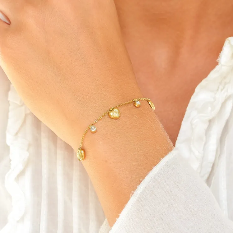Wasserfest Herz Armband aus vergoldetem Edelstahl  x 7,4 mm  - OCEANA