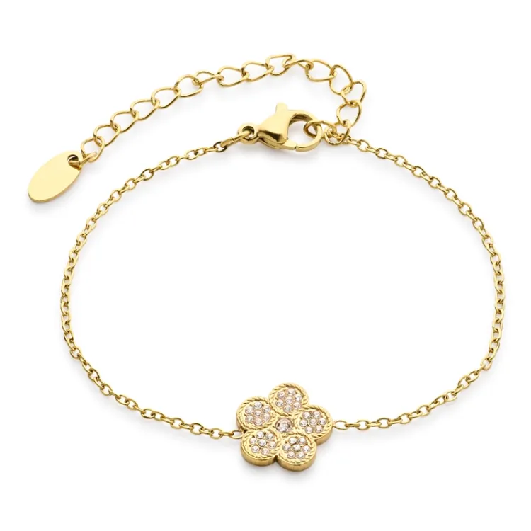 Wasserfest Blumen Armband aus vergoldetem Stahl - OCEANA