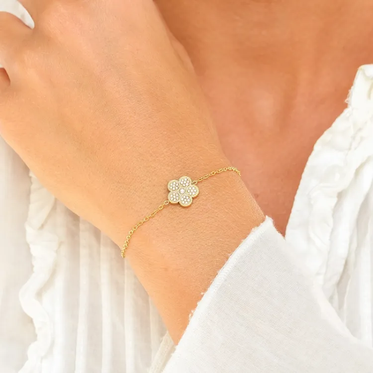 Wasserfest Blumen Armband aus vergoldetem Stahl - OCEANA