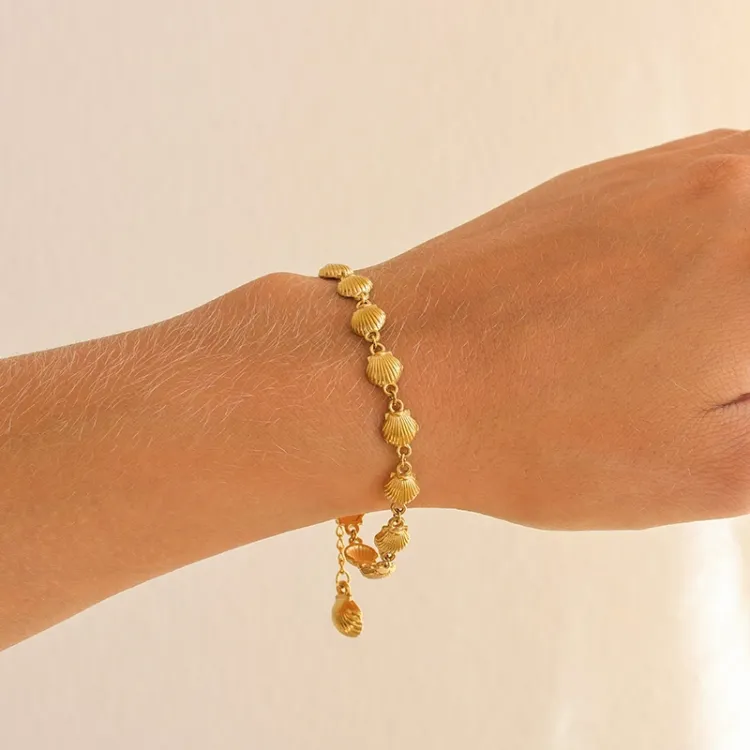 Wasserfest Muschel Armband aus vergoldetem Stahl - OCEANA
