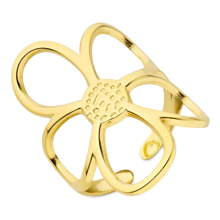 Wasserfest Blumen Ring aus vergoldetem Edelstahl - OCEANA