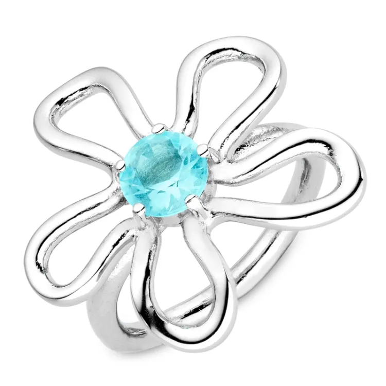 Wasserfest Blumen blauem Ring aus Stahl - OCEANA