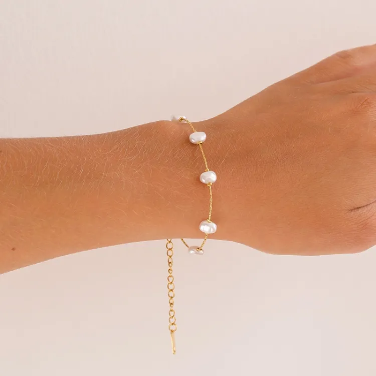 Wasserfest Perle Armband aus vergoldetem Stahl - OCEANA