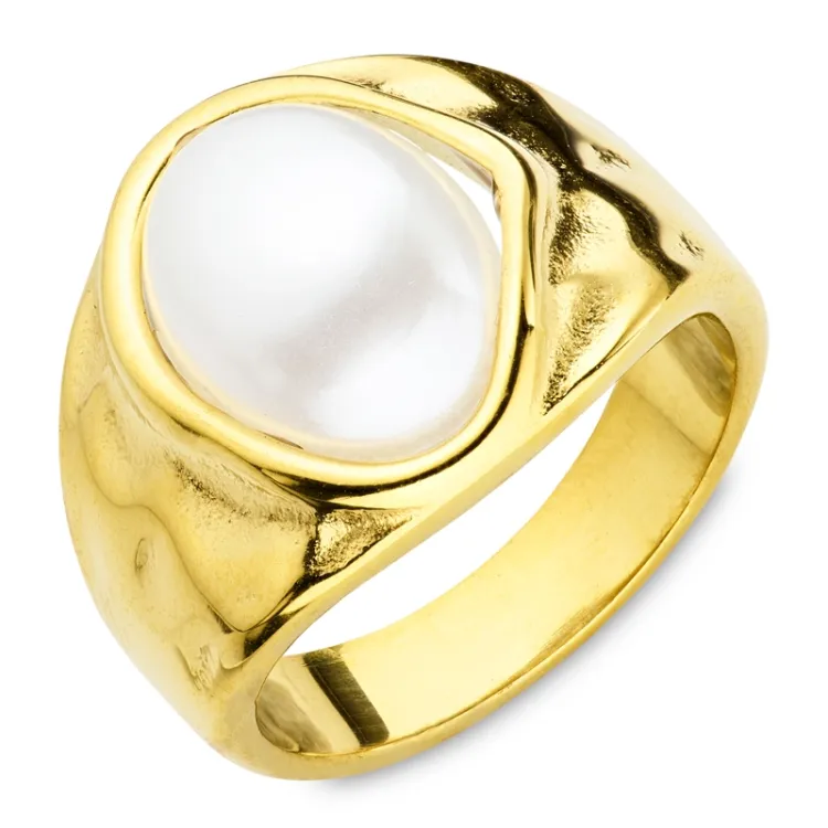 Wasserfest Perle Ring aus vergoldetem Edelstahl - OCEANA