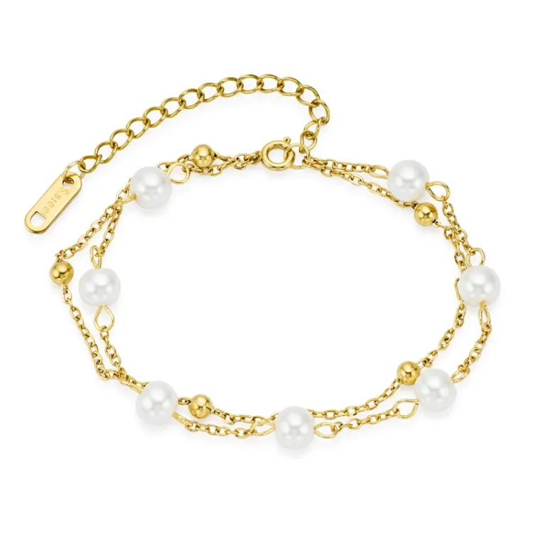 Wasserfest Perle Armband aus vergoldetem Stahl - OCEANA