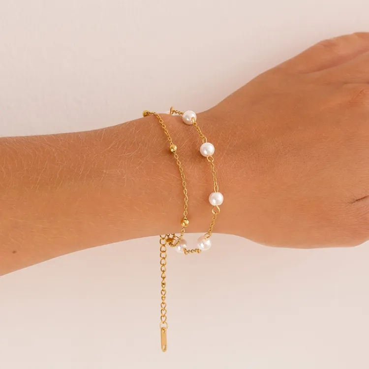 Wasserfest Perle Armband aus vergoldetem Stahl - OCEANA