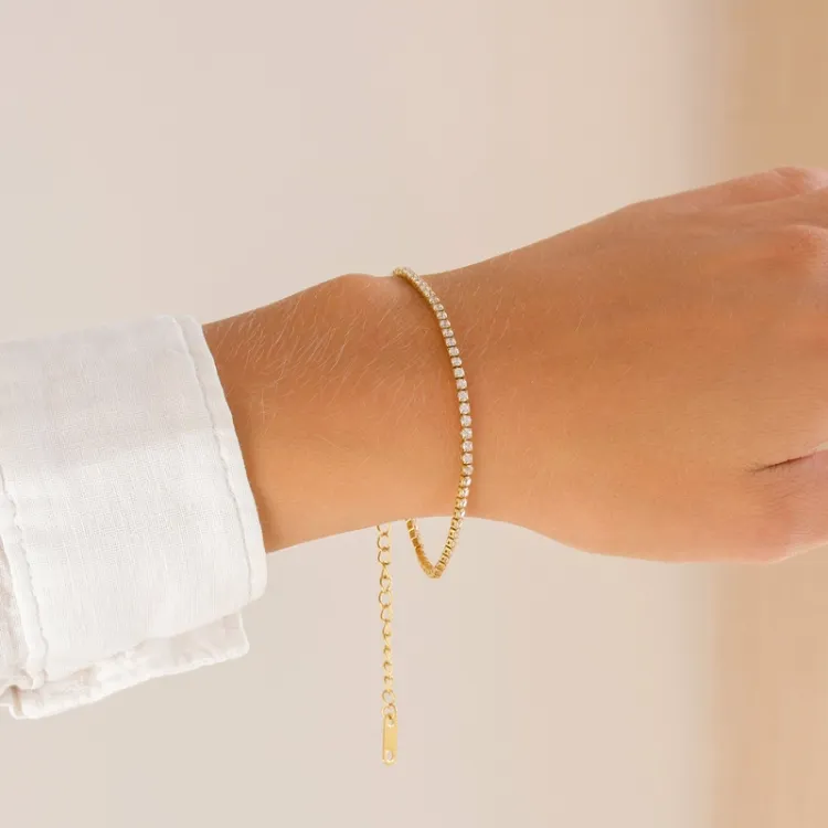 Wasserfest Zirkon Armband aus vergoldetem Stahl - OCEANA