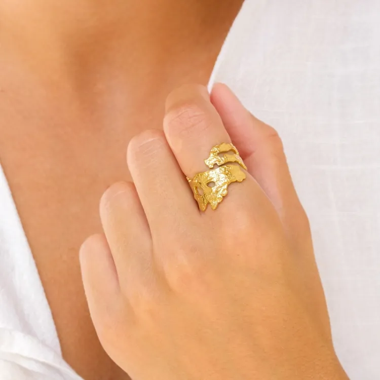 Wasserfest Ring aus vergoldetem Edelstahl - OCEANA