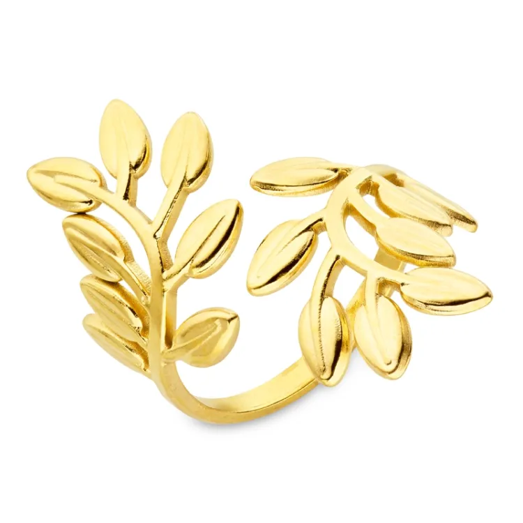 Wasserfest Blatt Ring aus vergoldetem Edelstahl - OCEANA