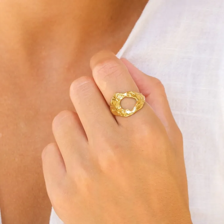 Wasserfest Ring aus vergoldetem Edelstahl - OCEANA