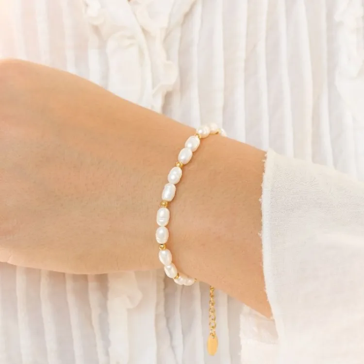 Wasserfest Perle Armband aus vergoldetem Stahl - OCEANA