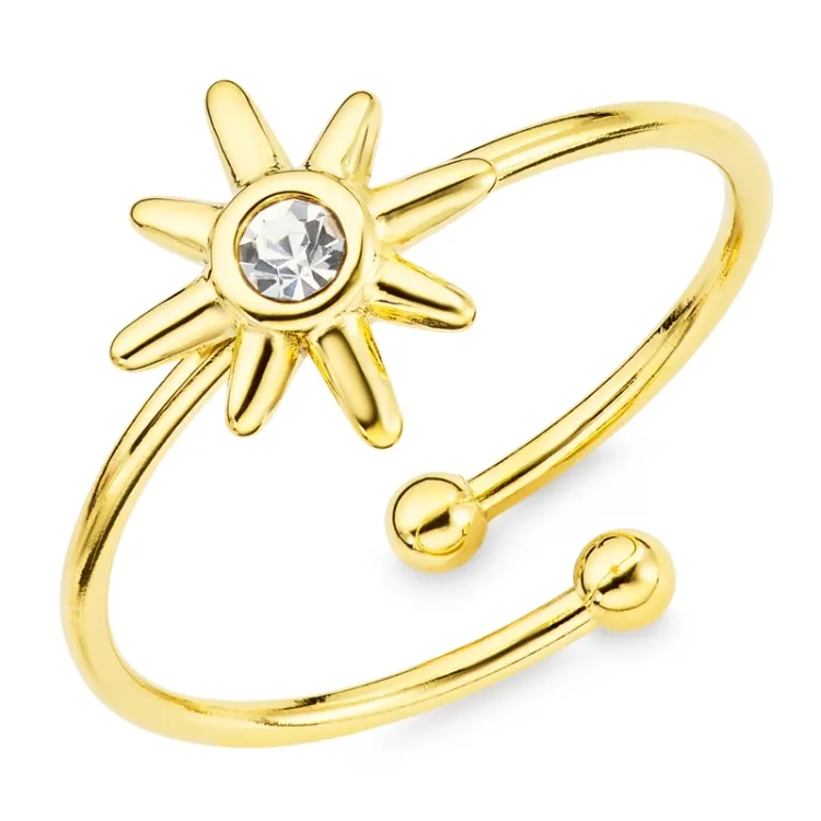 justierbar Stern Zirkon Ring aus vergoldetem Edelstahl - OCEANA