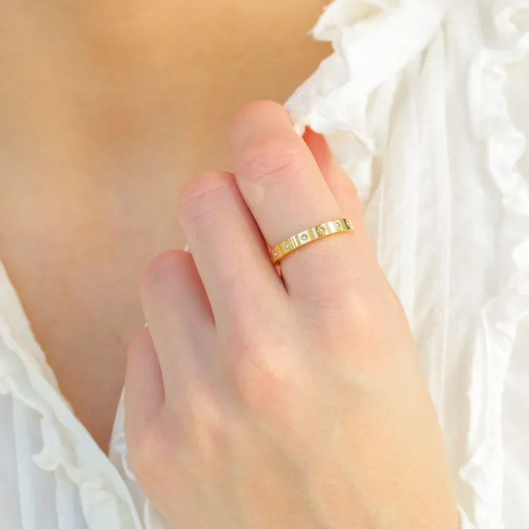 Wasserfest Zirkon Ring aus vergoldetem Stahl - OCEANA