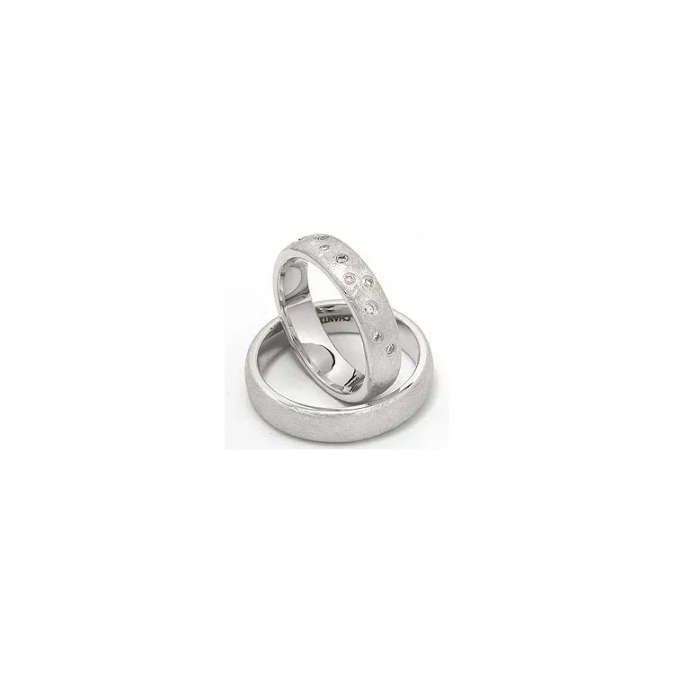 Strukturierter Sternenstaub trauringe aus 14 Karat Weißgold 0,126 ct - set