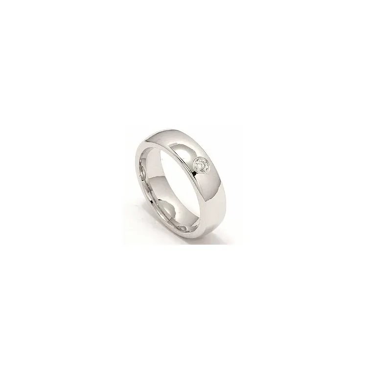 ovaler Trauring aus 14 Karat Weißgold 0,10 ct