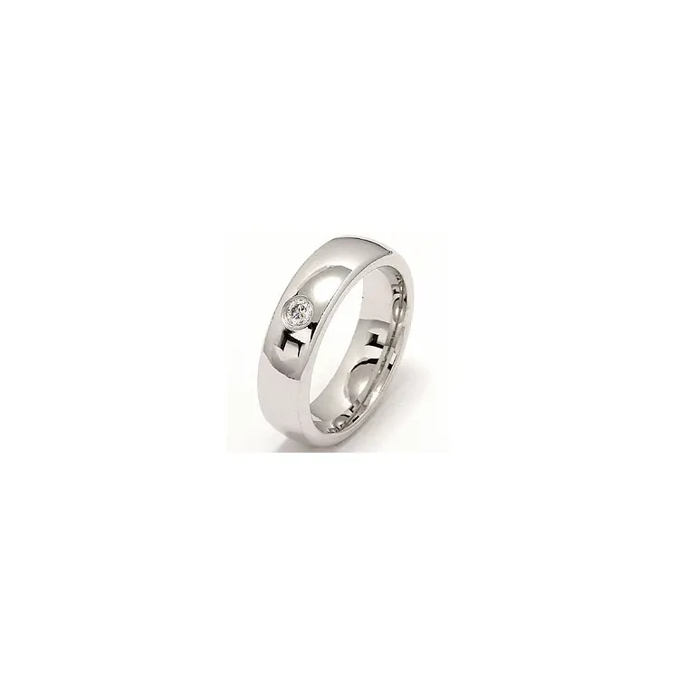 ovaler Trauring aus 14 Karat Weißgold 0,10 ct