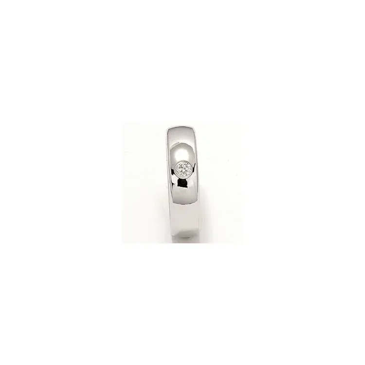 ovaler Trauring aus 14 Karat Weißgold 0,10 ct