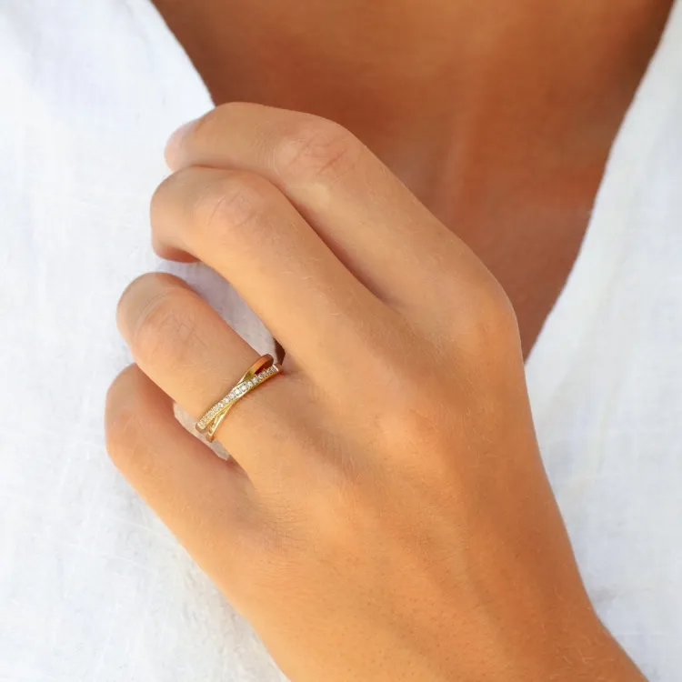 Wasserfest Zirkon Ring aus vergoldetem Stahl - OCEANA
