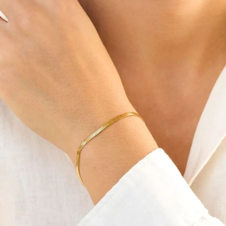 Wasserfest Schlangenarmband aus vergoldetem Edelstahl  x 2,5 mm  - OCEANA