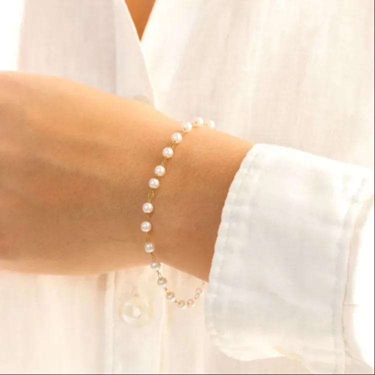 Wasserfest Perle Armband aus vergoldetem Stahl - OCEANA